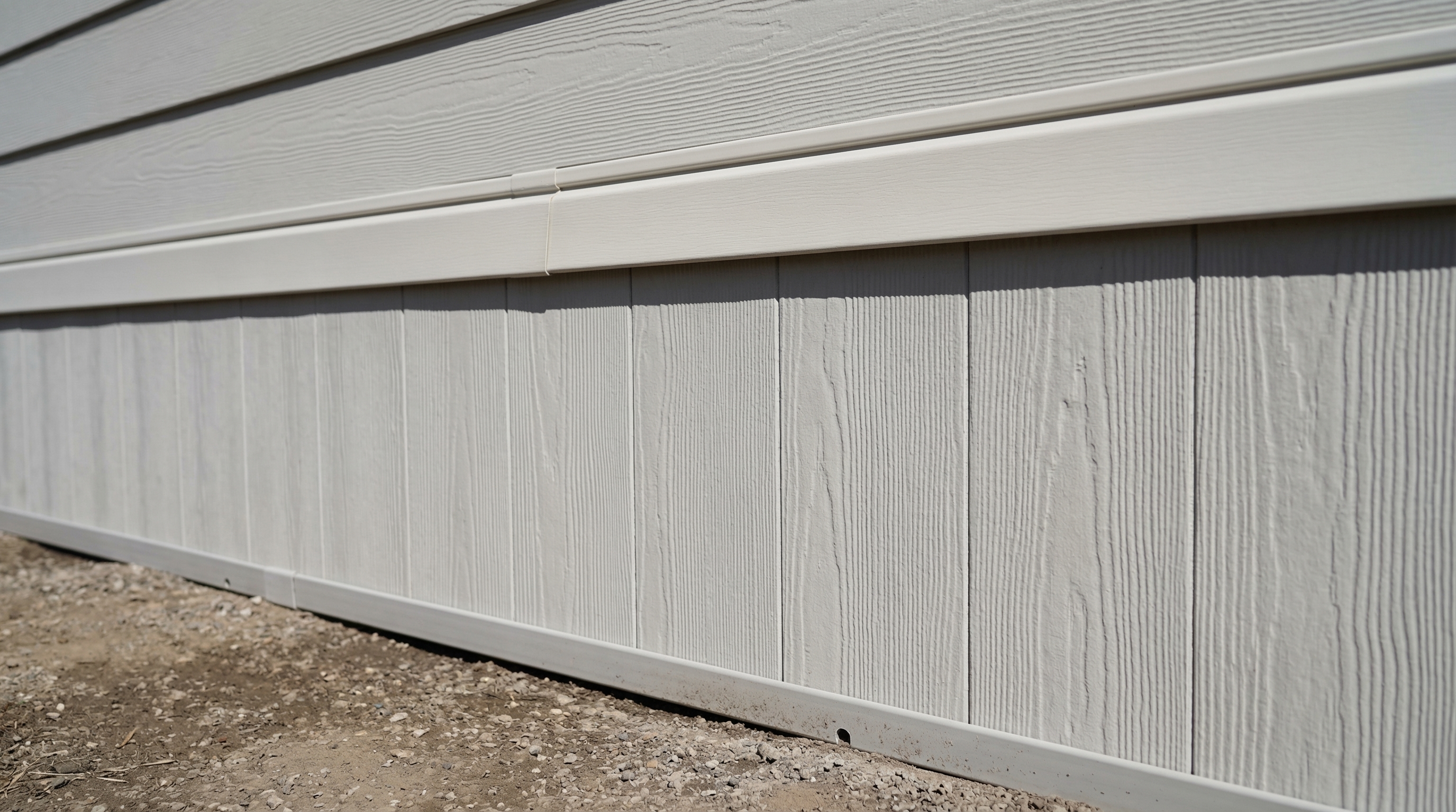 close-up of fiber cement skirting panels installed along the base of a manufactured mobile home matching the exterior siding
