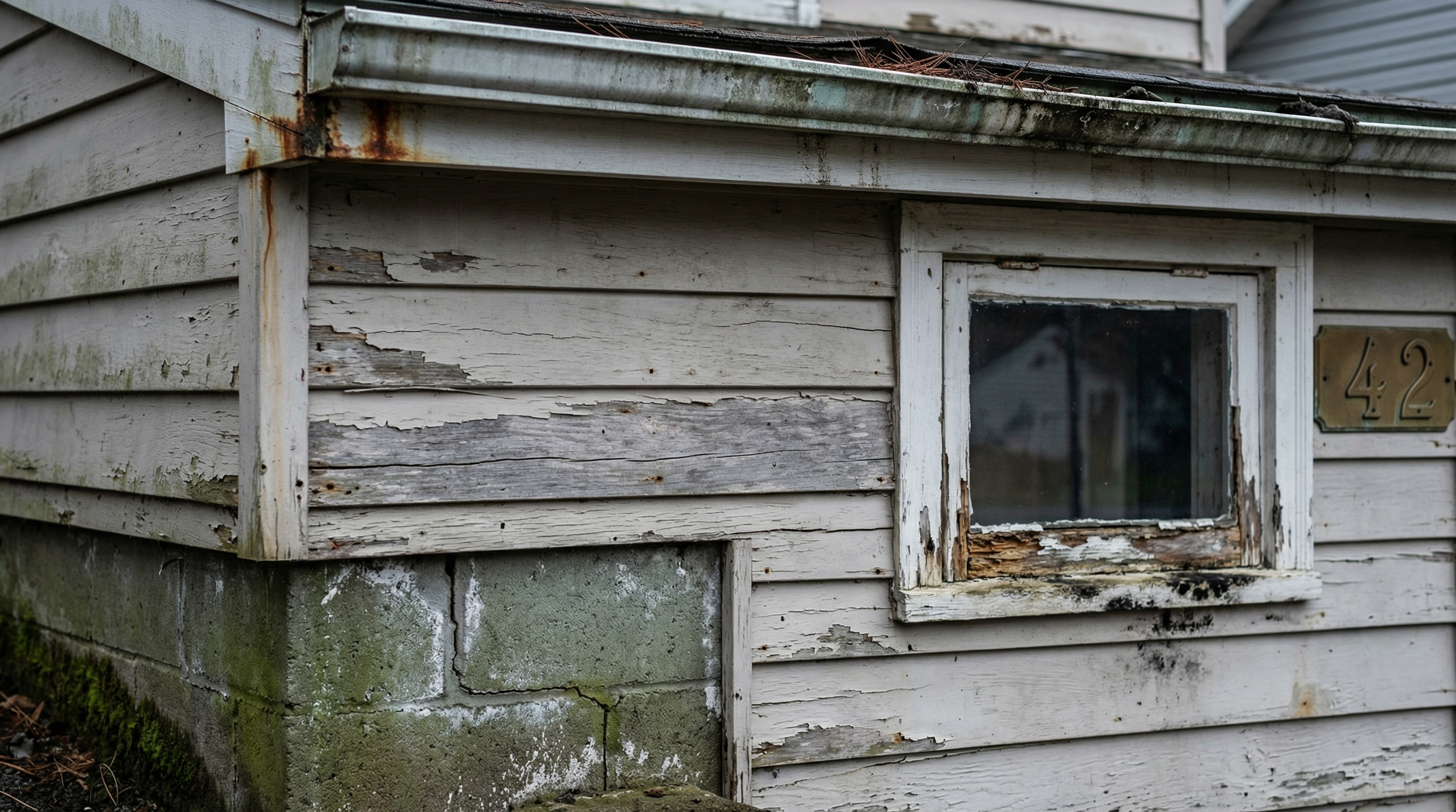 Older existing home exterior showing signs of aging that may require maintenance