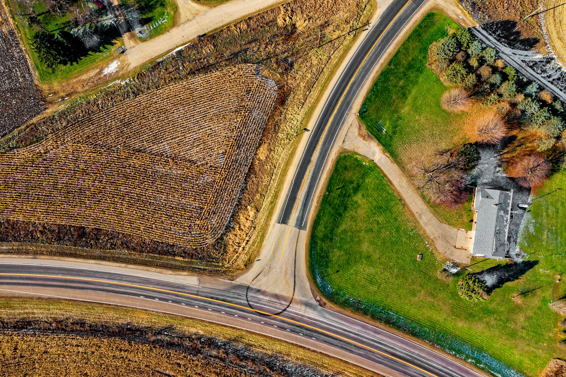 rural land with utility access road